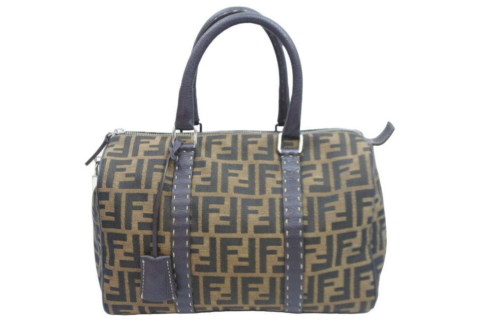 Fendi Boston bag Zucca canvas leather brown